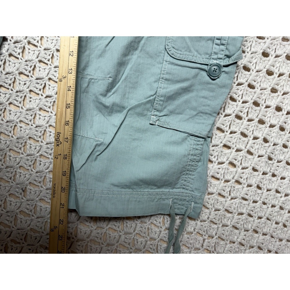 Eddie Bauer Cargo Capri Pants Women 12 Tall Green Hiking Casual Adjustable Ankle - Picture 5 of 10